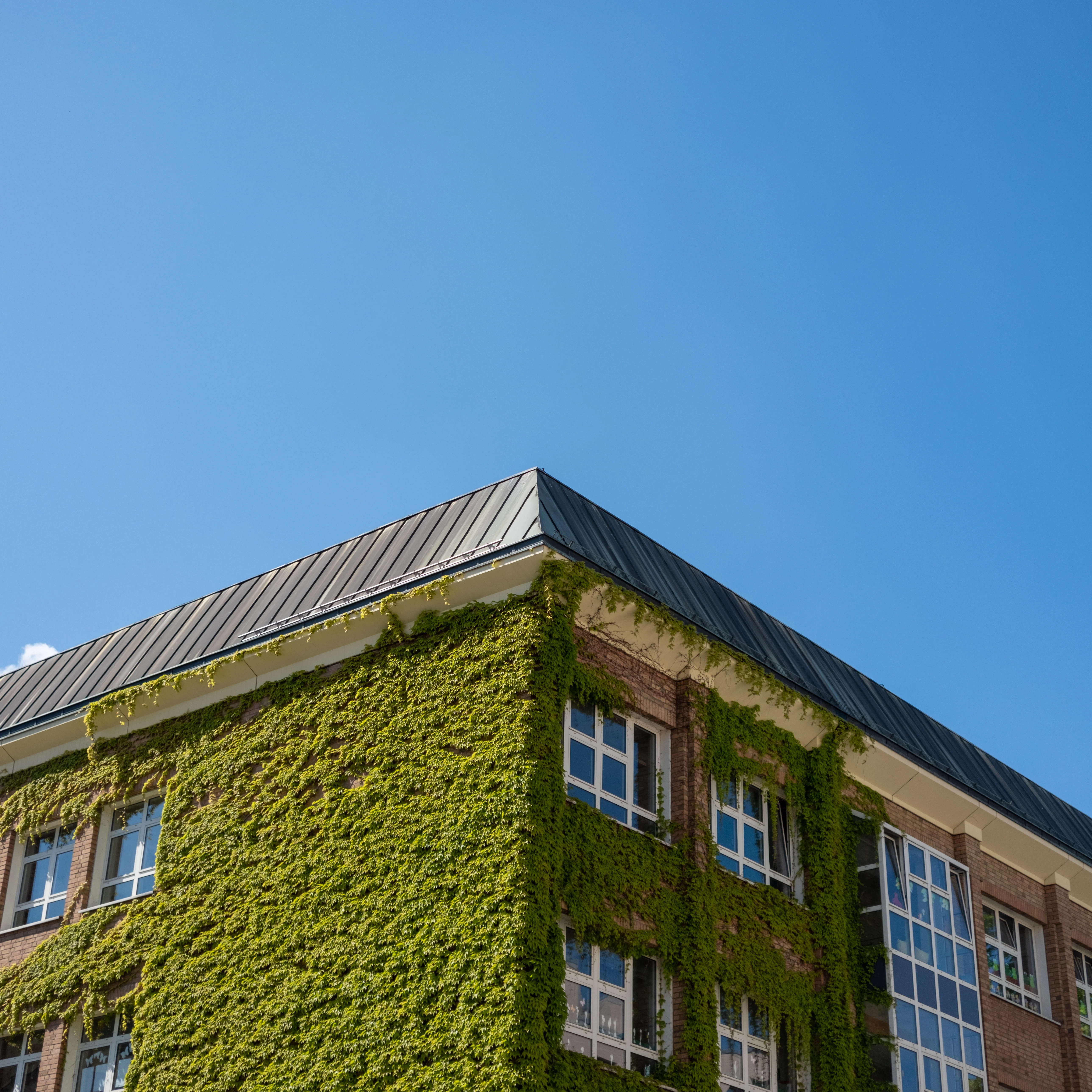 27mm · f/2.8 · 1/2500s · ISO 200
FUJIFILM X-T5 · XF27mmF2.8 R WR · Apr 27, 2024
Ivy-covered brick building in Berlin under a clear blue sky.
Berlin, Germany
© Brandon Cook