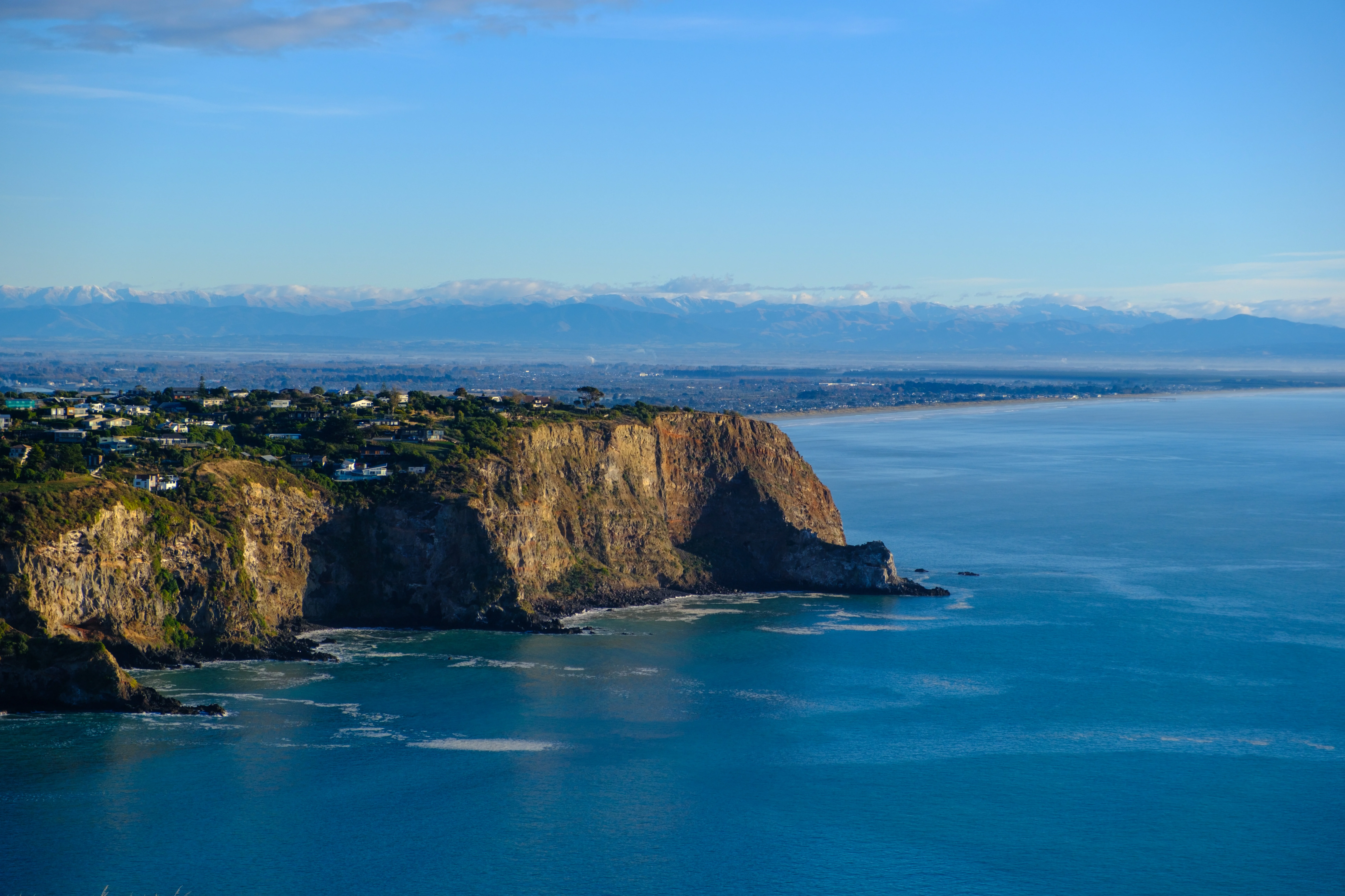55mm · f/4 · 1/1250s · ISO 160
FUJIFILM X-T5 · XF18-55mmF2.8-4 R LM OIS · May 24, 2024
Rugged coastal cliffs meet blue ocean and distant snowy mountains.
Christchurch, New Zealand
© Brandon Cook