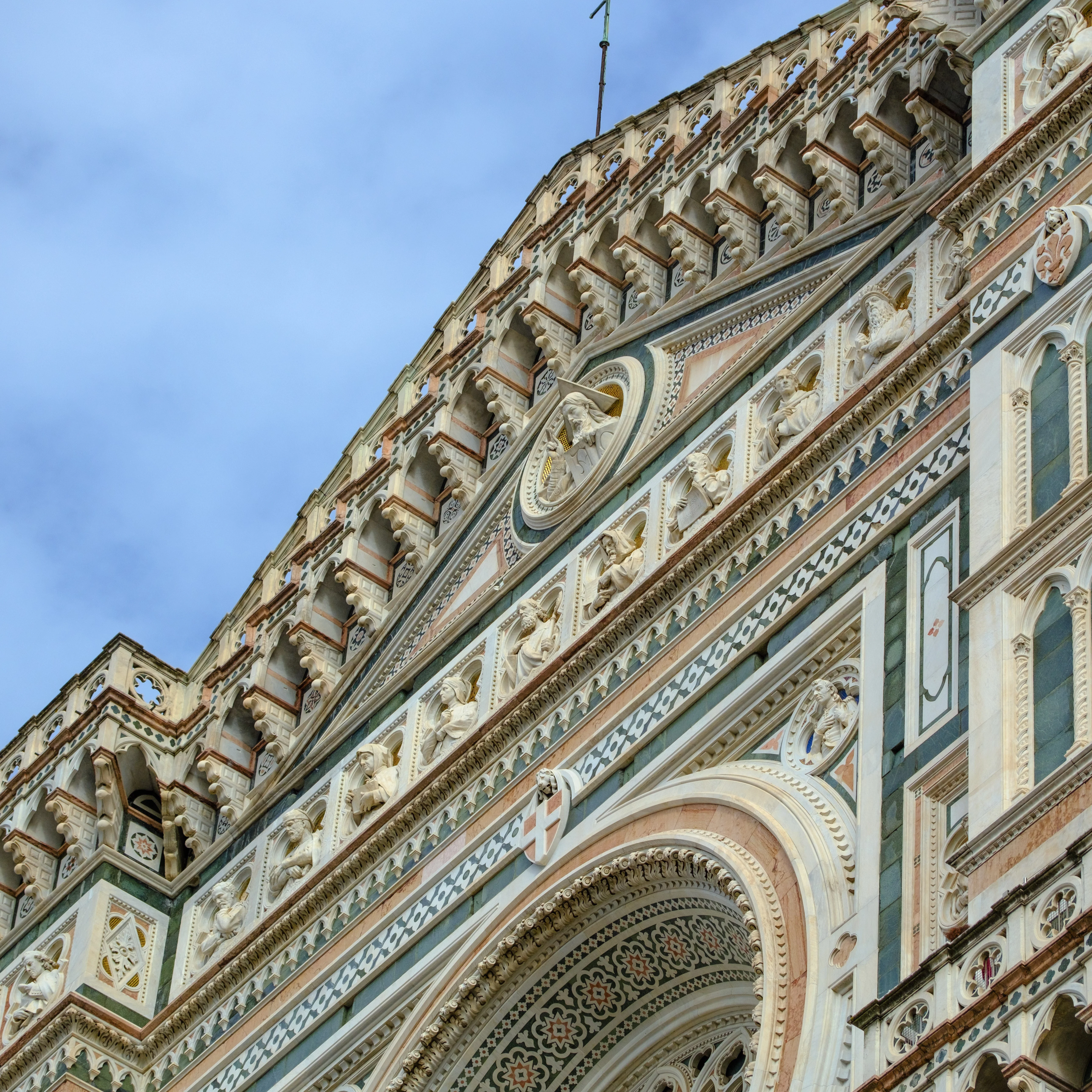 70mm · f/4 · 1/2400s · ISO 200
FUJIFILM X-T5 · XF70-300mmF4-5.6 R LM OIS WR · Oct 14, 2024
Ornate green and white marble facade of Florence Cathedral.
Florence, Italy
© Brandon Cook