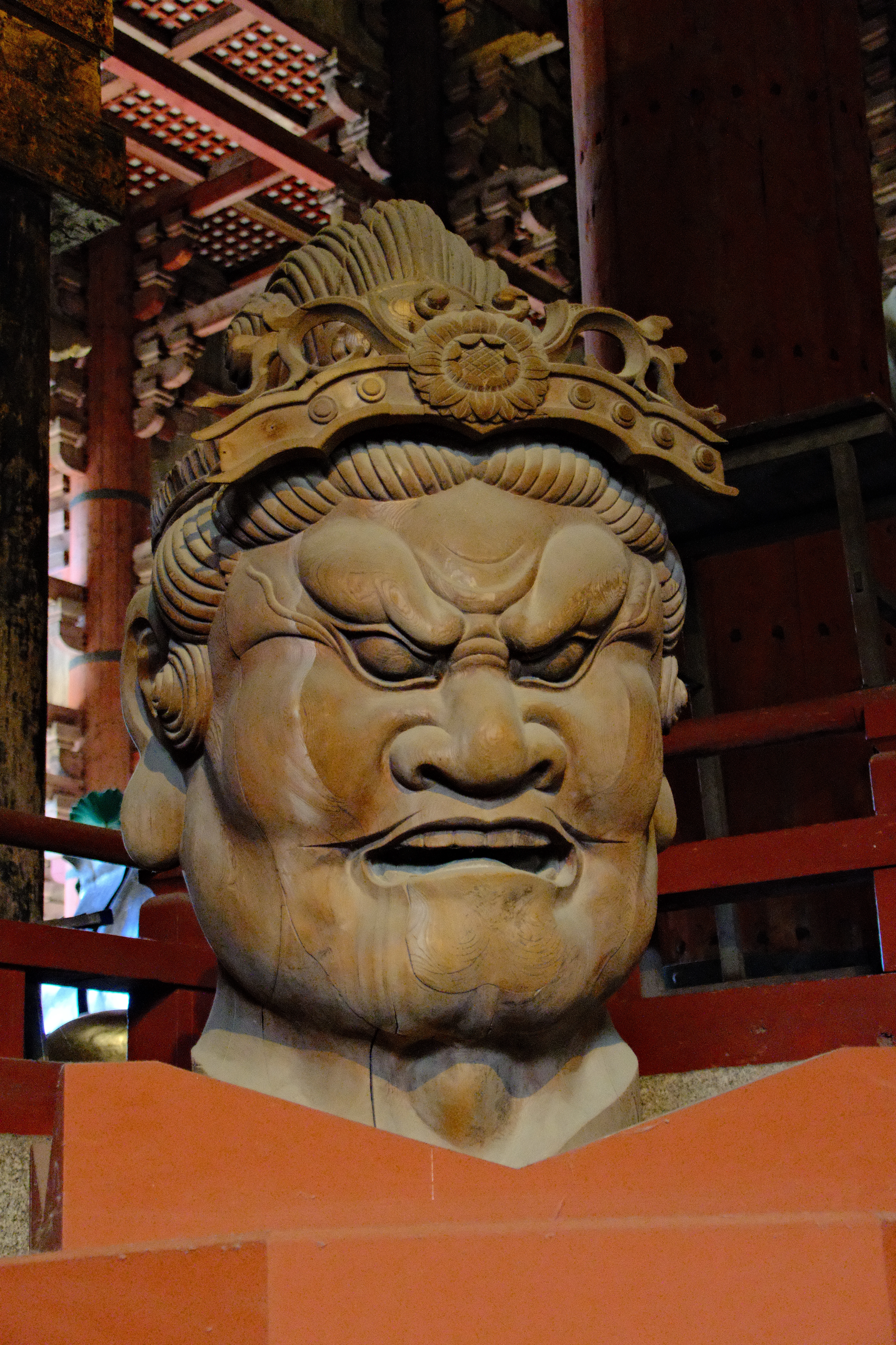 37mm · f/5 · 1/58s · ISO 12800
FUJIFILM X-T5 · 16-300mm F3.5-6.7 DC OS | Contemporary 025 · Jan 8, 2026
Large wooden head of a temple guardian in Nara, Japan.
Nara, Japan
© Brandon Cook