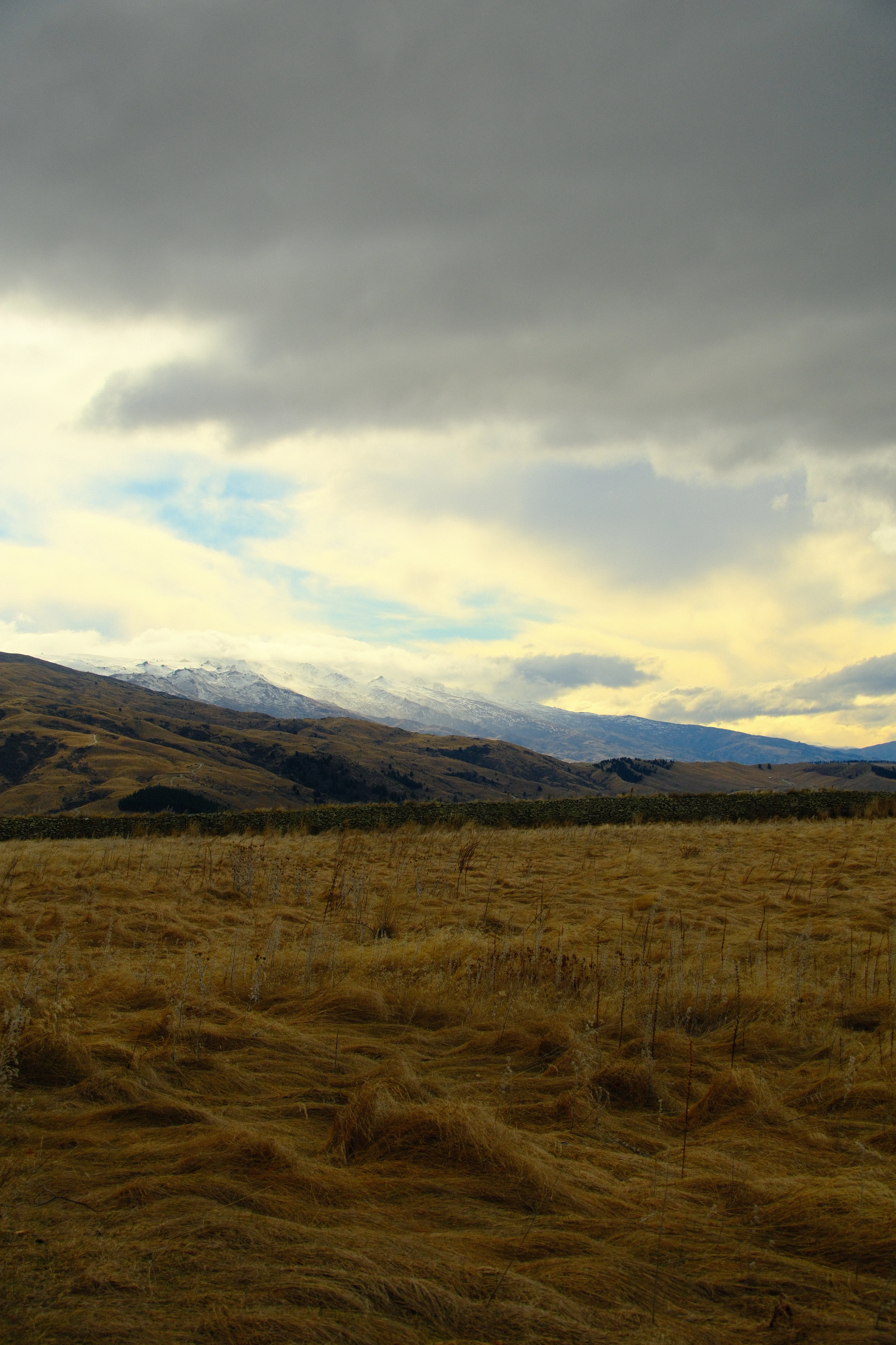 30mm · f/5.6 · 1/800s · ISO 500
FUJIFILM X-T5 · 16-300mm F3.5-6.7 DC OS | Contemporary 025 · Jul 30, 2026
Grassy hills beneath a dramatic cloudy sky in New Zealand.
Bannockburn, New Zealand
© Brandon Cook